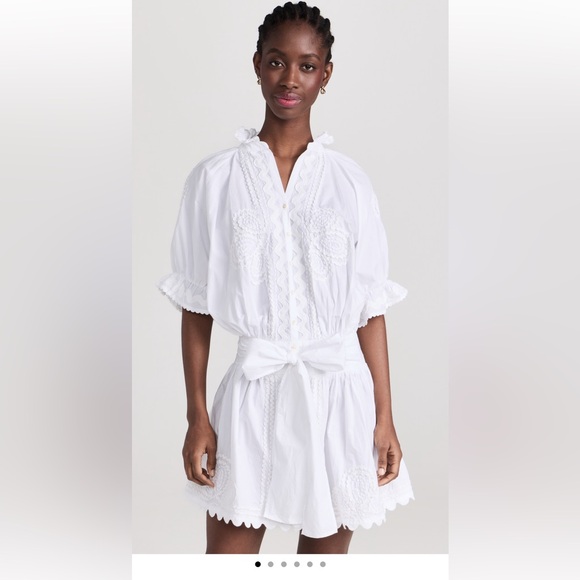 Juliet Dunn White Poplin Blouson Mini Dress size 1 - Picture 1 of 5
